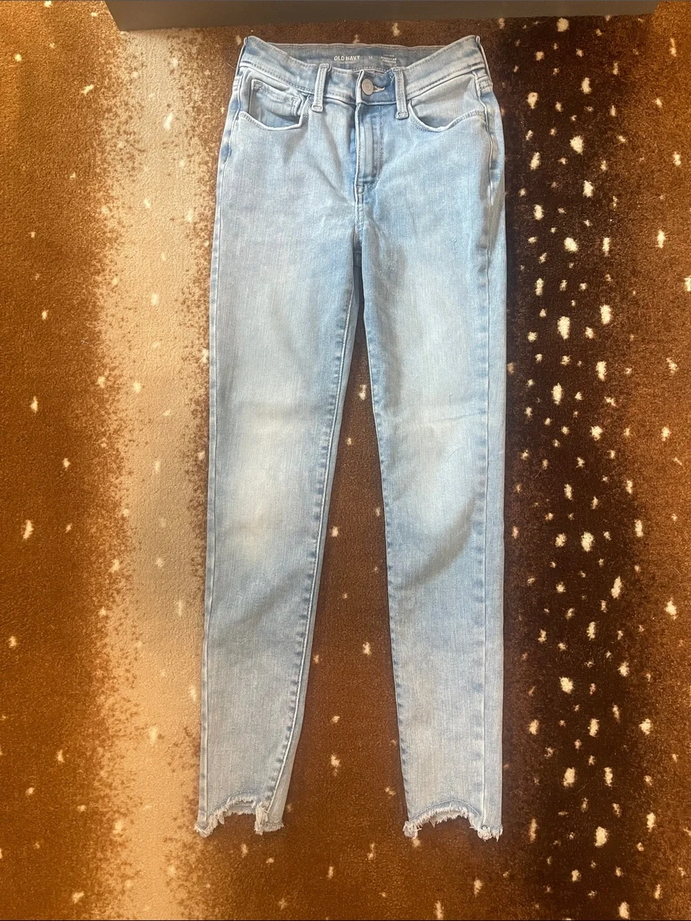 Old Navy Light Blue Skinny Jeans with Frayed Ankle